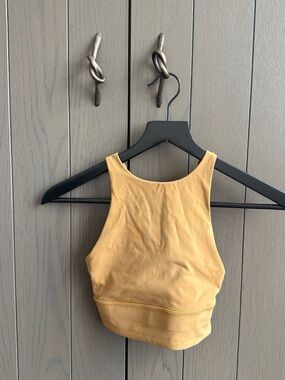 Mustard Yellow High-Neck Crop Tank Top